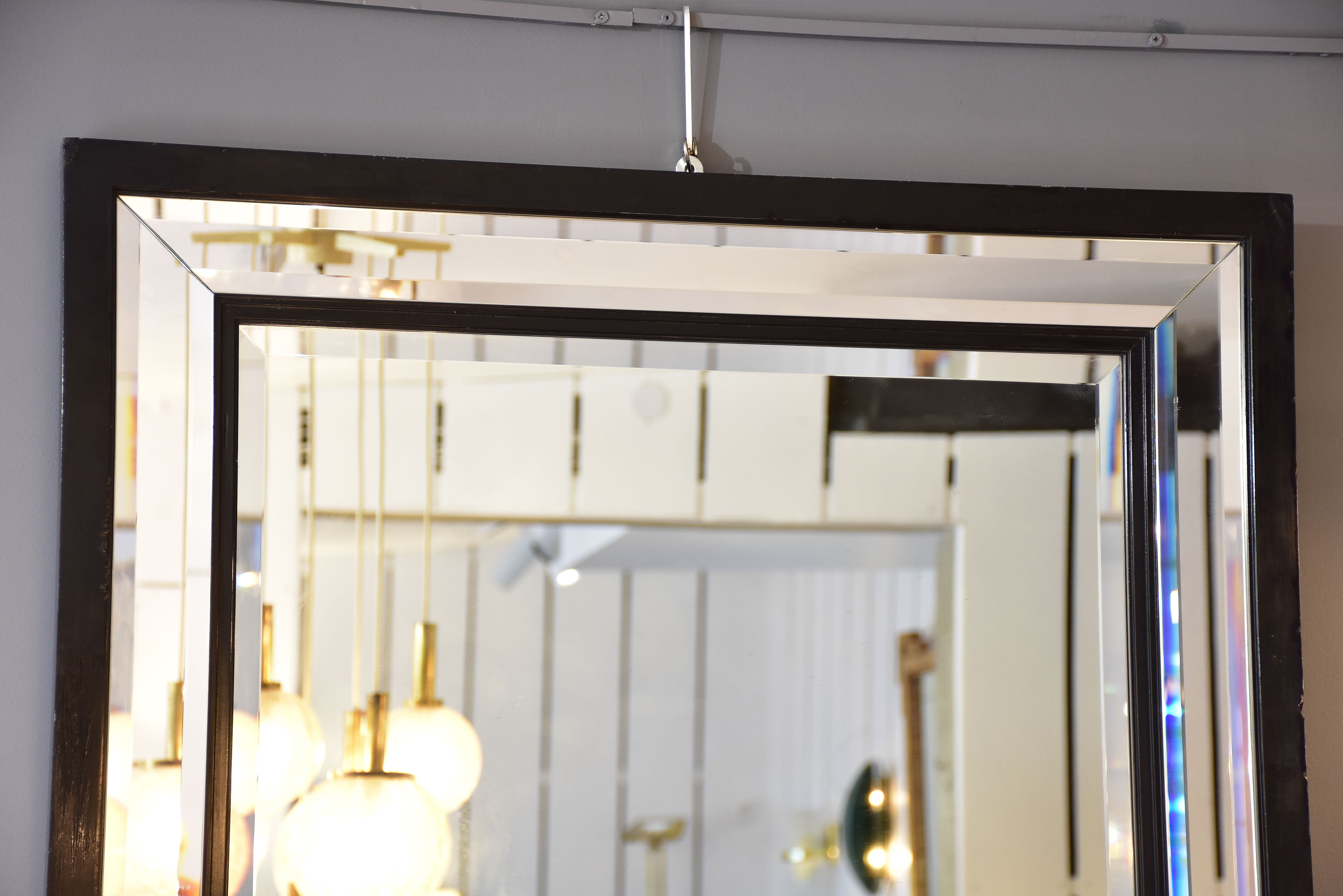 Vintage rectangular mirror with black frame 45 ¾'' x 33 ¾''