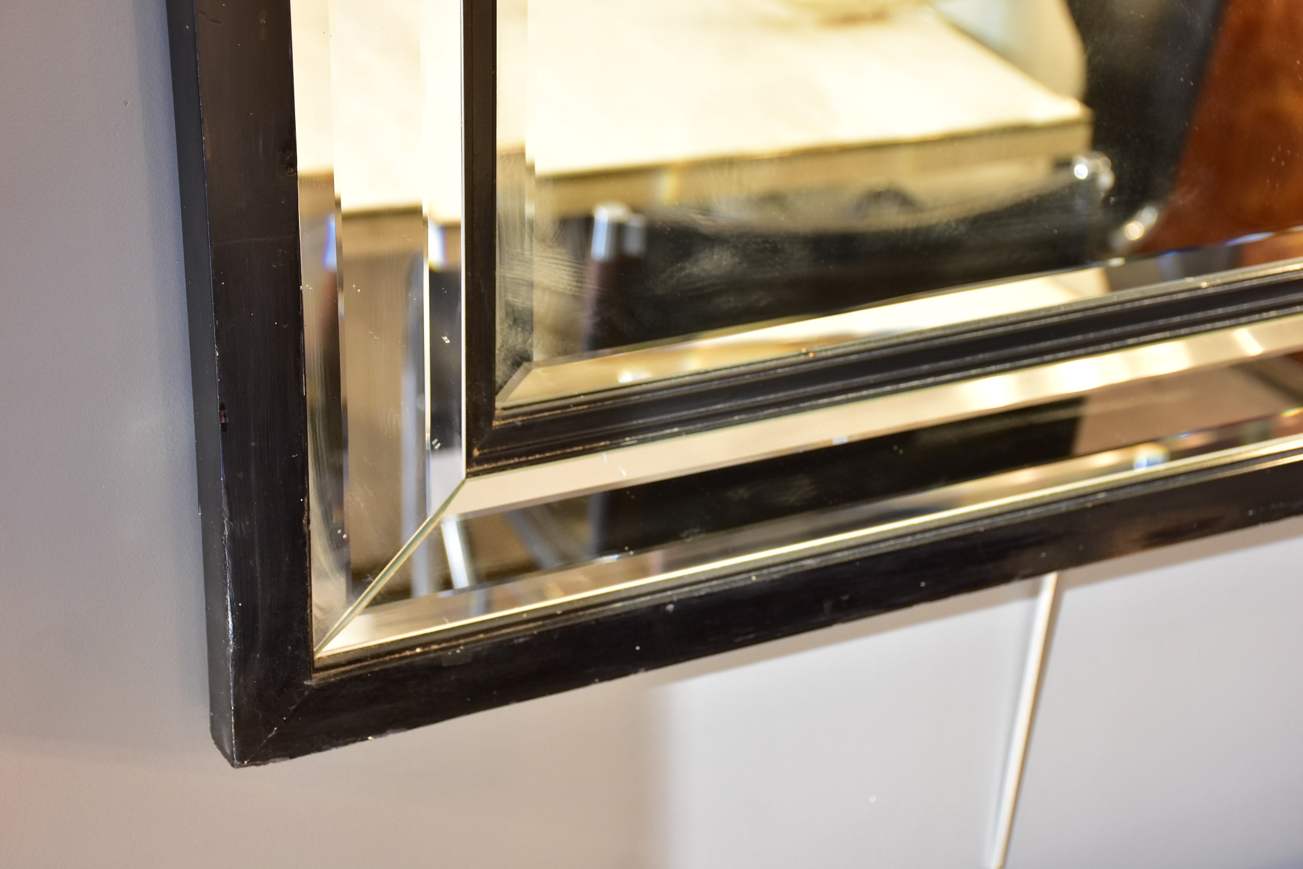 Vintage rectangular mirror with black frame 45 ¾'' x 33 ¾''