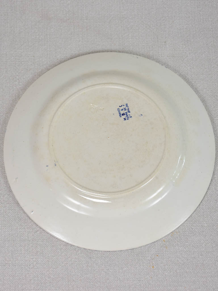 Set of 7 antique French faïence ironstone dinner plates 9"