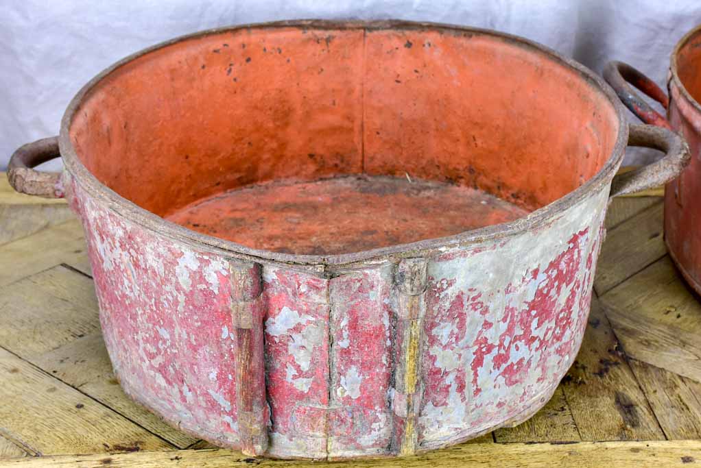 Two large oval zinc harvest tubs from South West France 28¾"