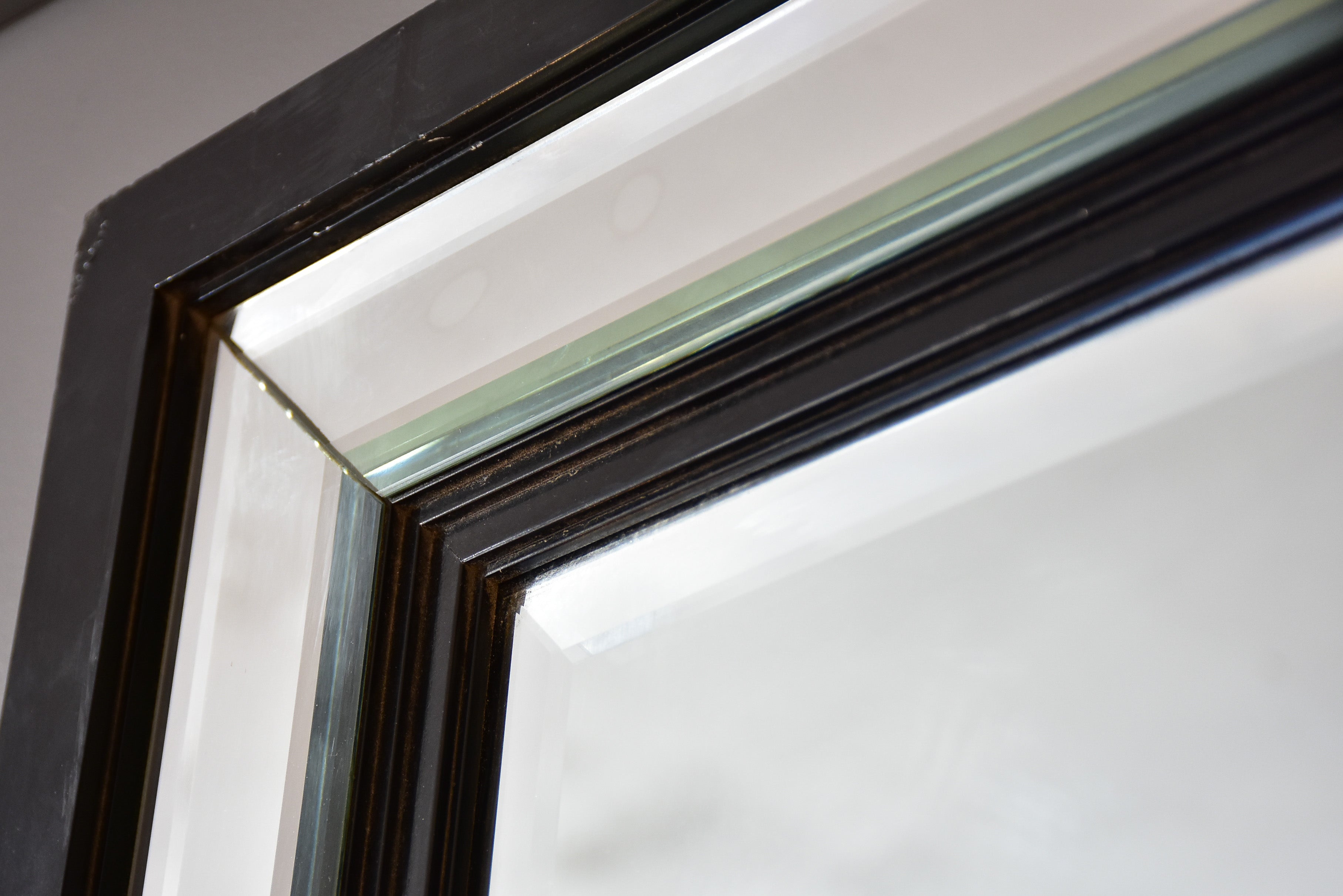 Vintage rectangular mirror with black frame 45 ¾'' x 33 ¾''