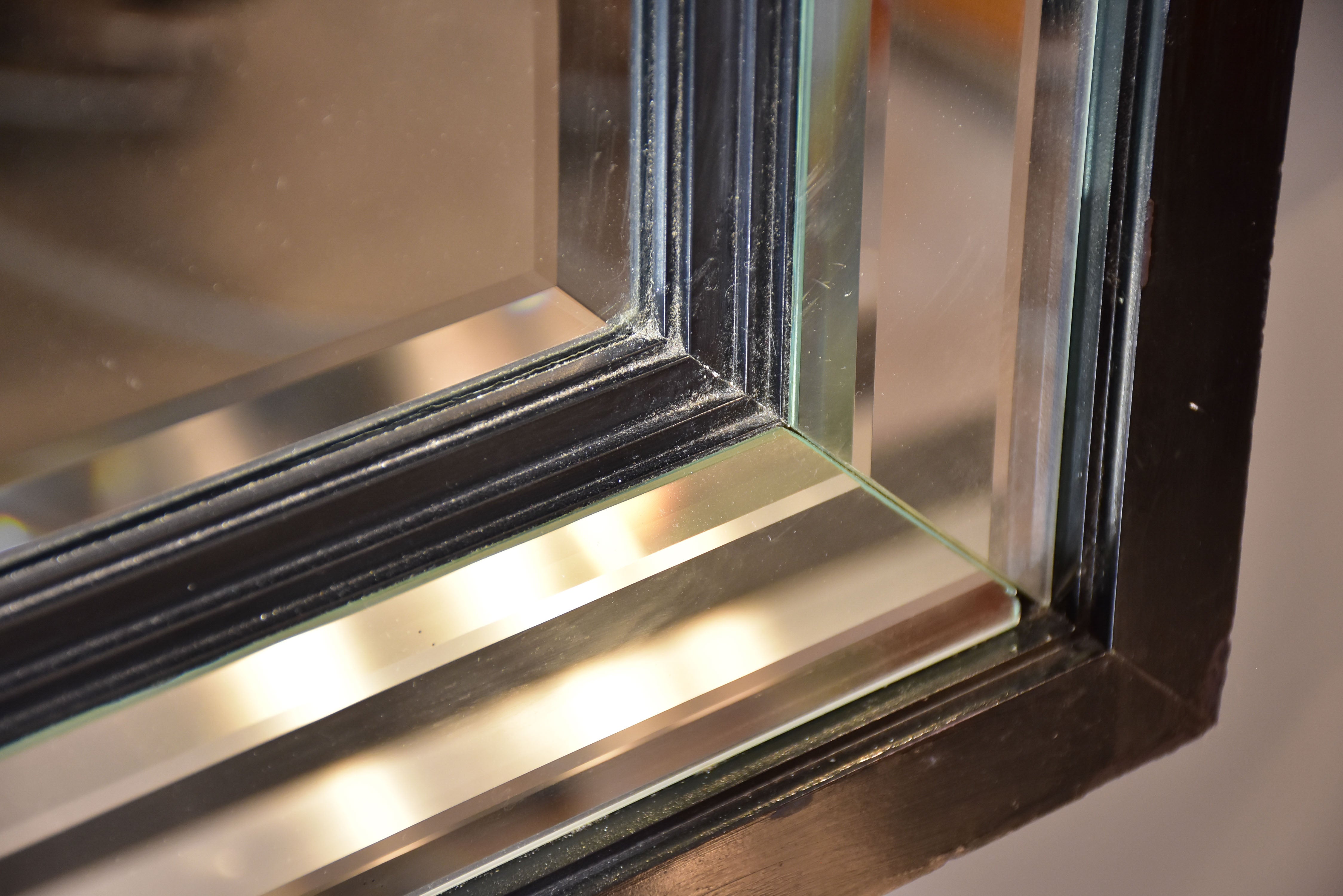 Vintage rectangular mirror with black frame 45 ¾'' x 33 ¾''