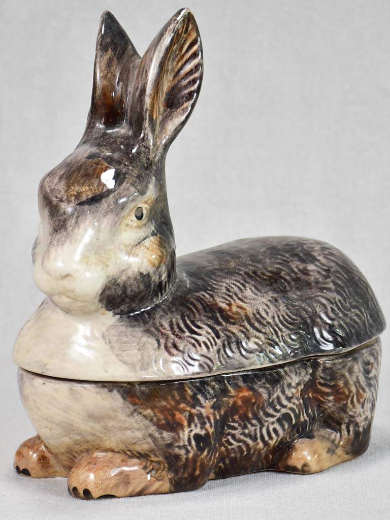 Vintage French earthenware terrine in the shape of a rabbit