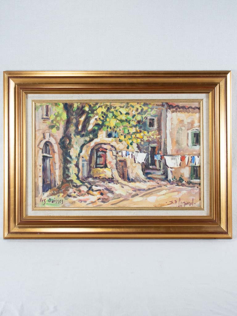 Place du village "Les Baisses" D. Allemand (1906- ?) gouache 20½" x 26¾"