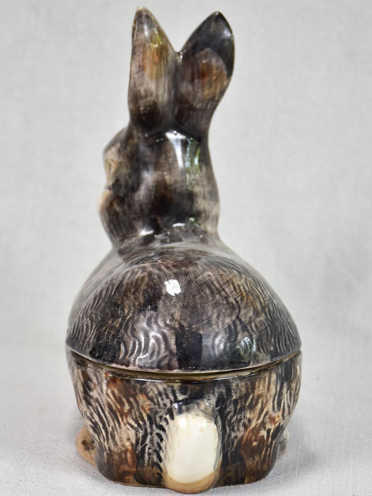 Vintage French earthenware terrine in the shape of a rabbit