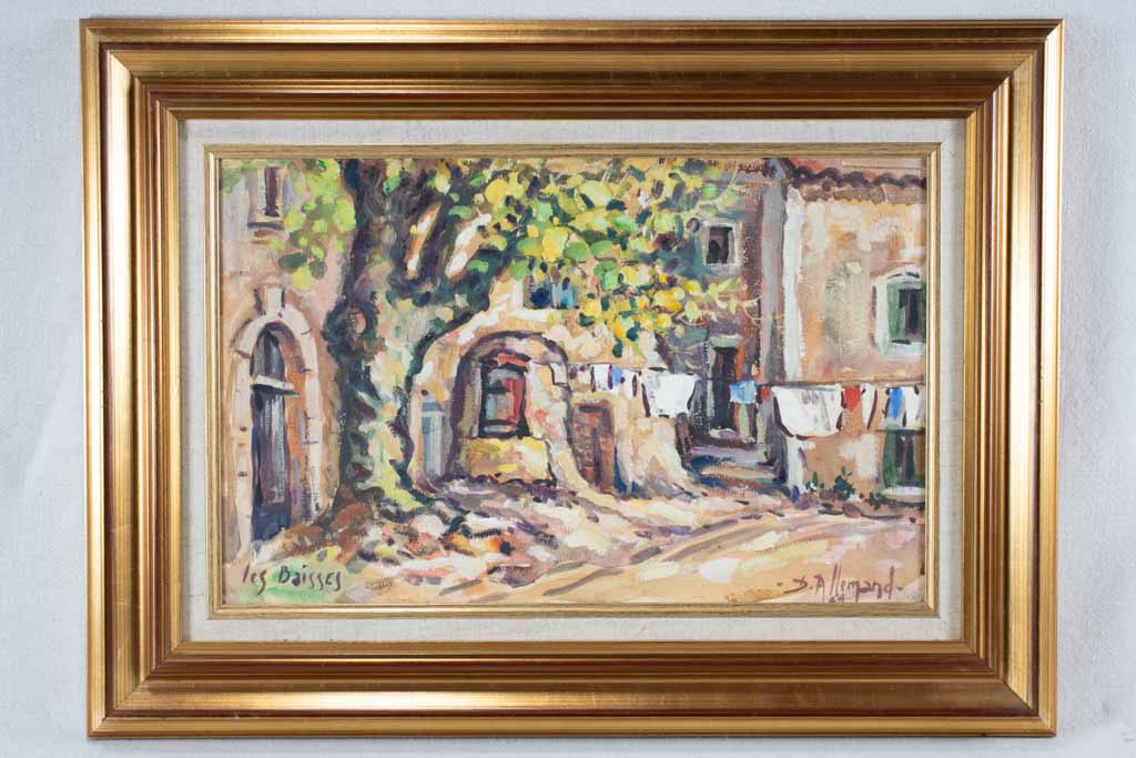 Place du village "Les Baisses" D. Allemand (1906- ?) gouache 20½" x 26¾"