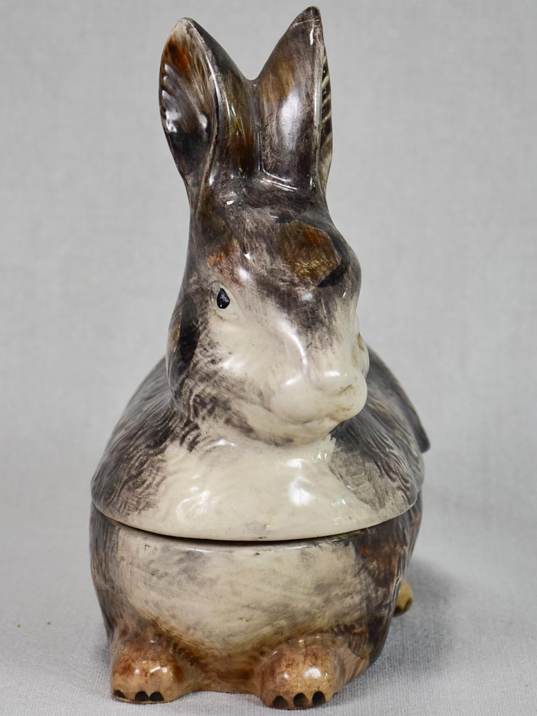 Vintage French earthenware terrine in the shape of a rabbit