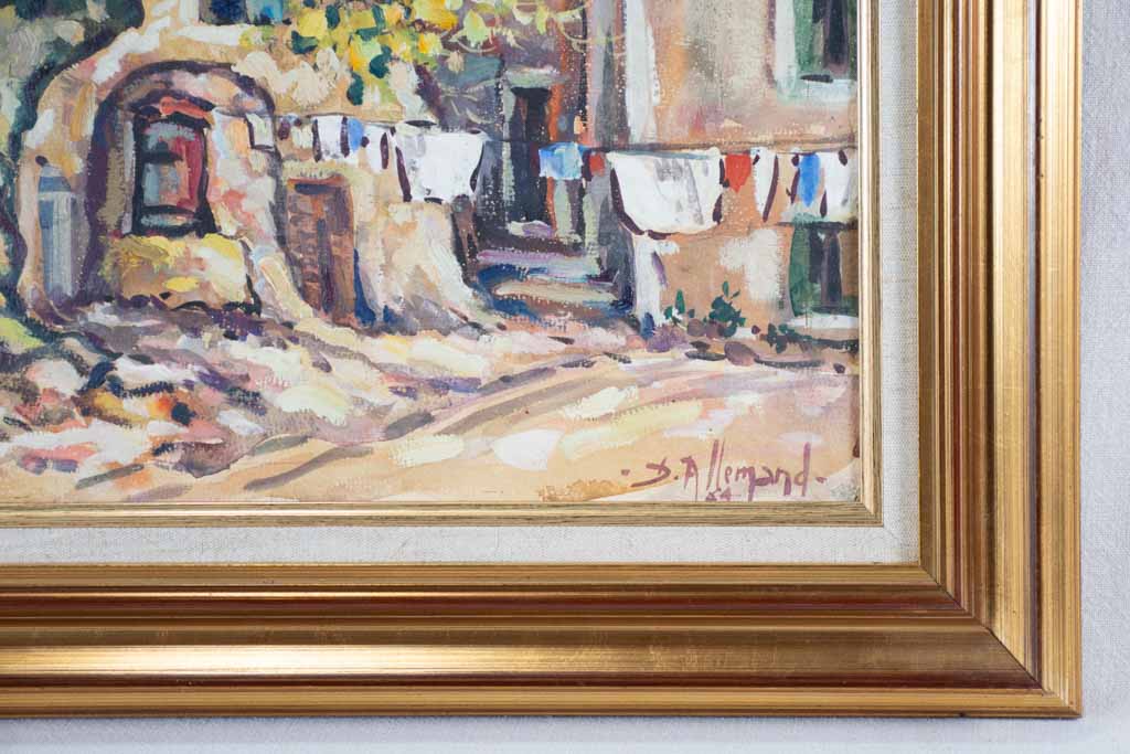 Place du village "Les Baisses" D. Allemand (1906- ?) gouache 20½" x 26¾"