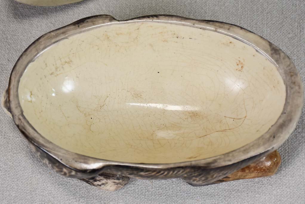 Vintage French earthenware terrine in the shape of a rabbit