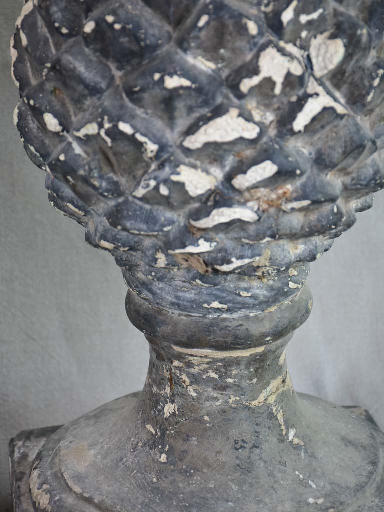 Three mid century French pine cone finials - plaster 19"