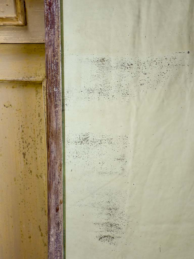 Antique rustic French mirror with simple timber frame 2/2. 26¾" x 43¼"