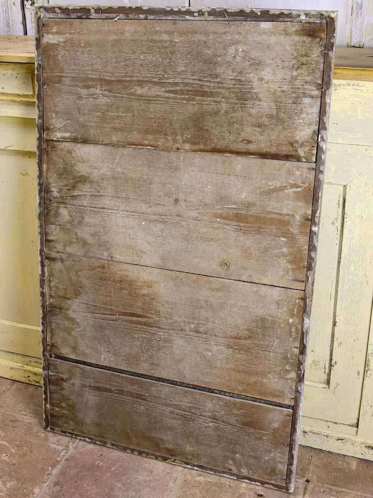 Antique rustic French mirror with simple timber frame 2/2. 26¾" x 43¼"