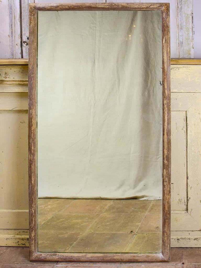 Antique rustic French mirror with simple timber frame 1/2. 26½" x 49½"
