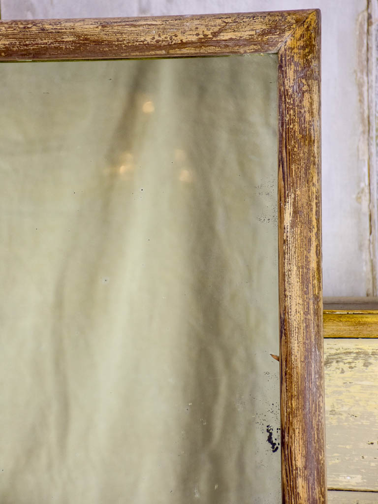 Antique rustic French mirror with simple timber frame 1/2. 26½" x 49½"