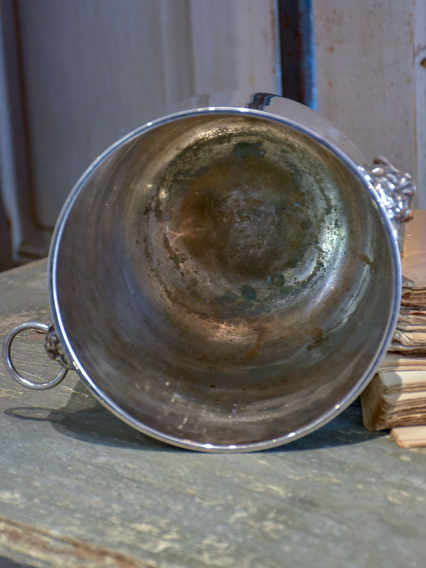Antique French champagne bucket with lion's head handles