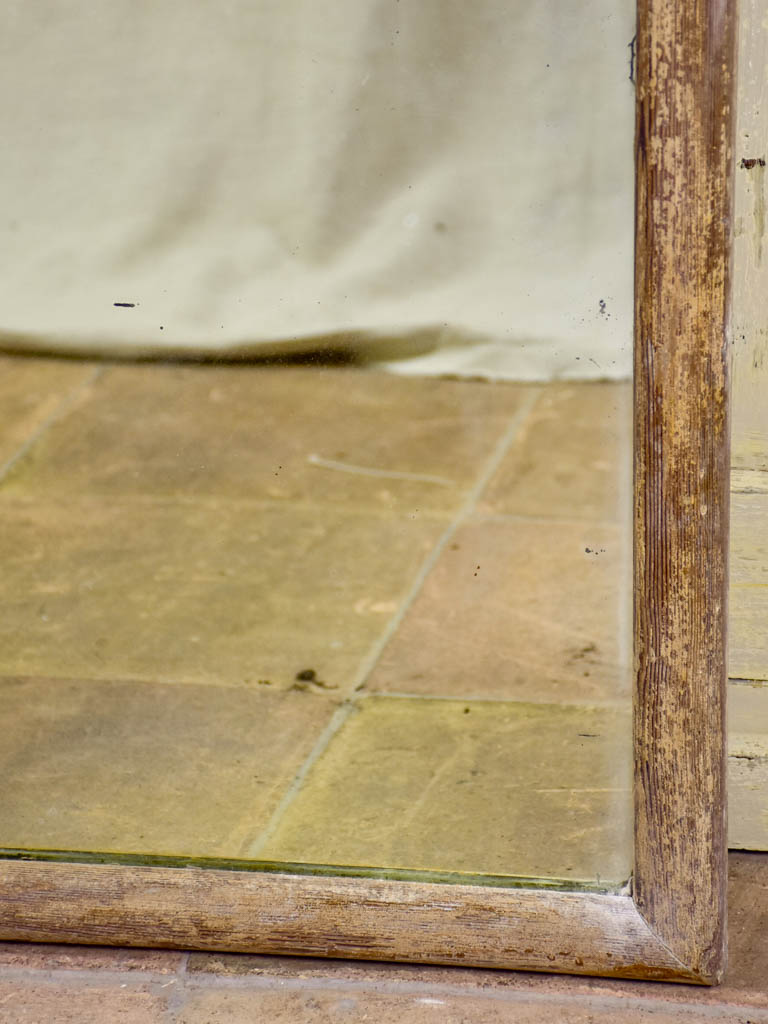 Antique rustic French mirror with simple timber frame 1/2. 26½" x 49½"