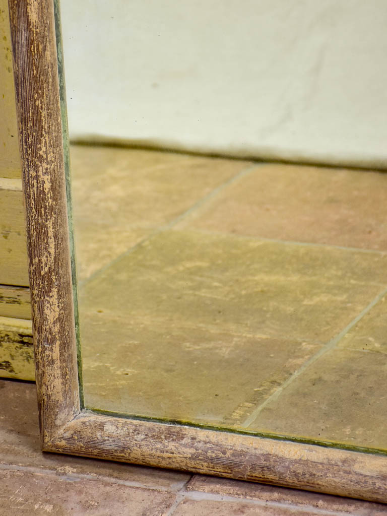 Antique rustic French mirror with simple timber frame 1/2. 26½" x 49½"