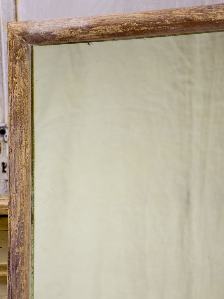 Antique rustic French mirror with simple timber frame 1/2. 26½" x 49½"