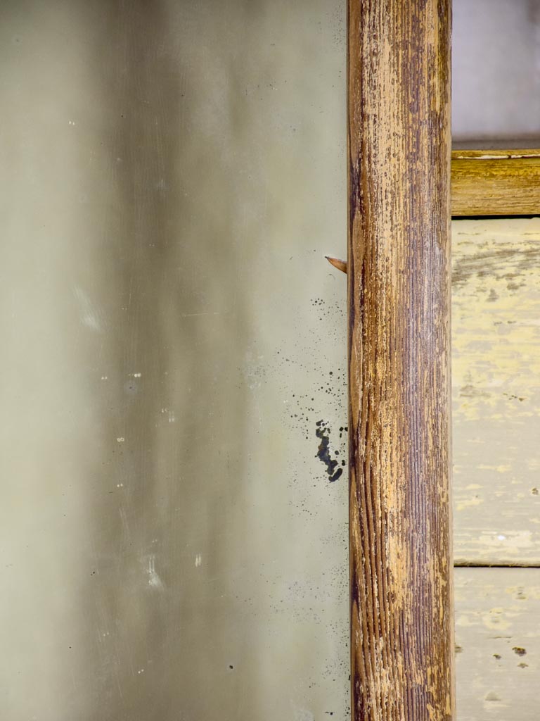 Antique rustic French mirror with simple timber frame 1/2. 26½" x 49½"