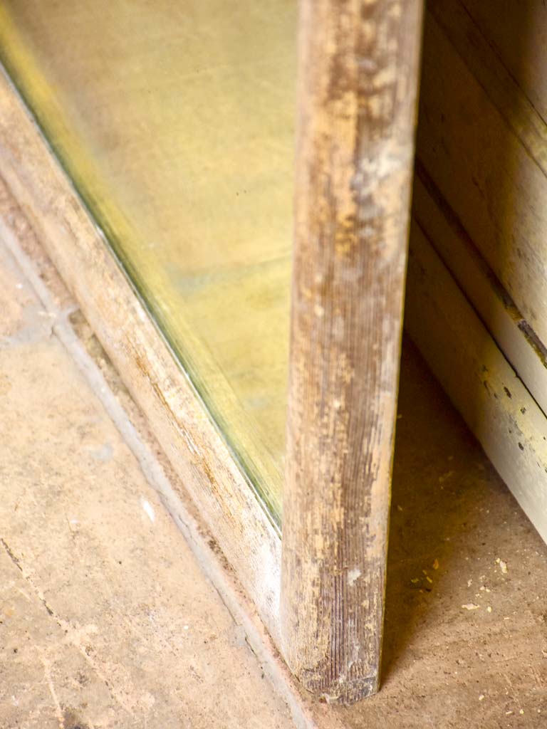 Antique rustic French mirror with simple timber frame 1/2. 26½" x 49½"