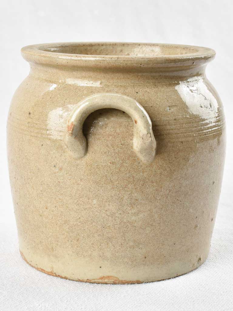 Small antique French preserving pot - gray crock 5½"