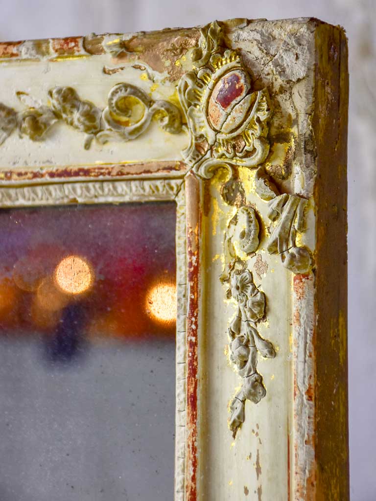 Long antique French mirror with beige / gold frame 70¾" x 16¼"