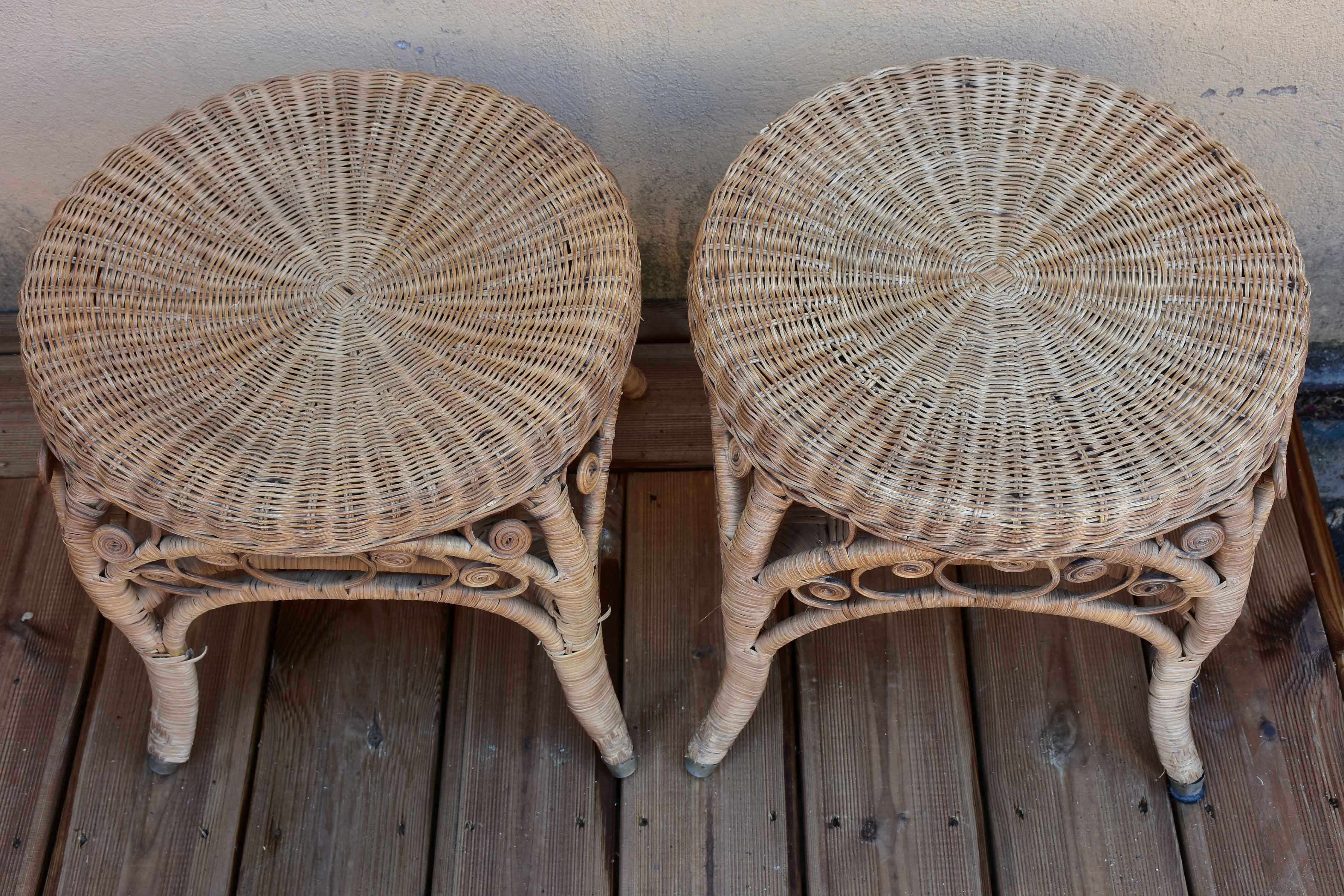 Pair of French vintage cane stools