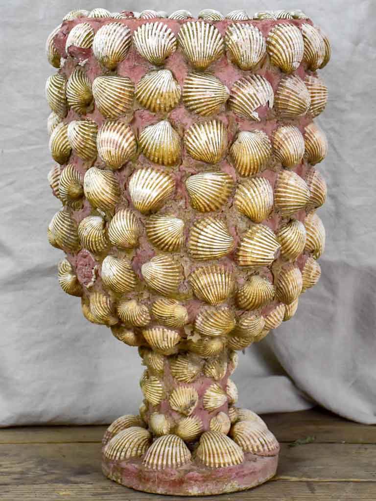 Collection of three mid century French garden planters with seashells