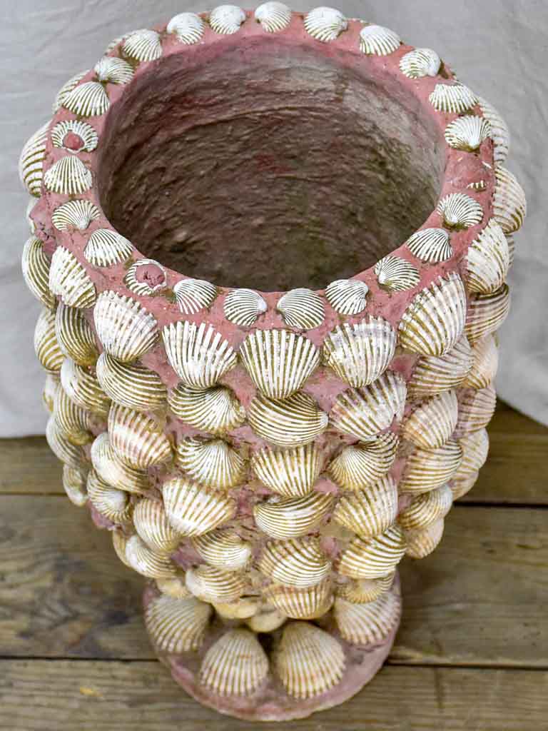 Collection of three mid century French garden planters with seashells