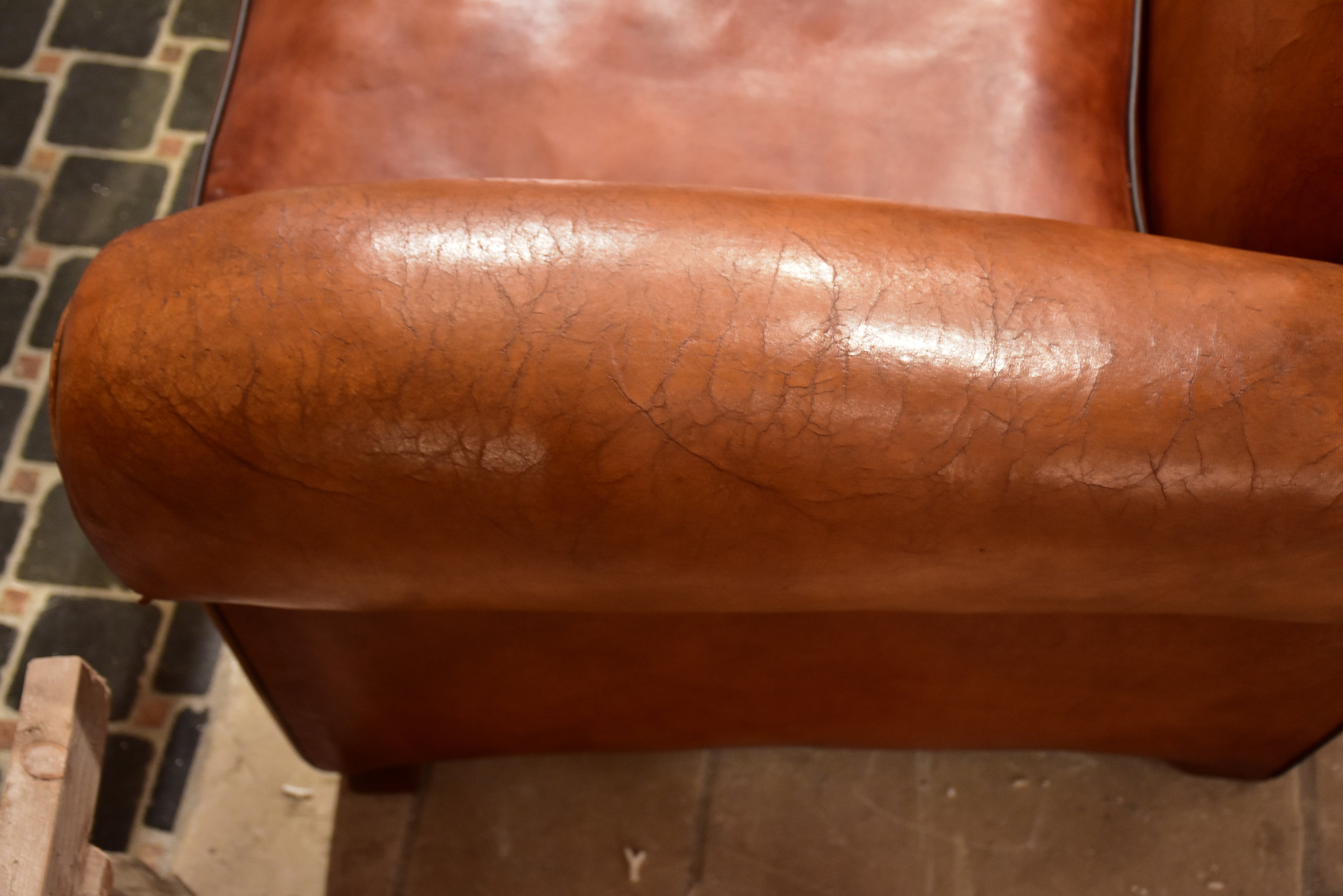 Pair of French moustache back club chairs