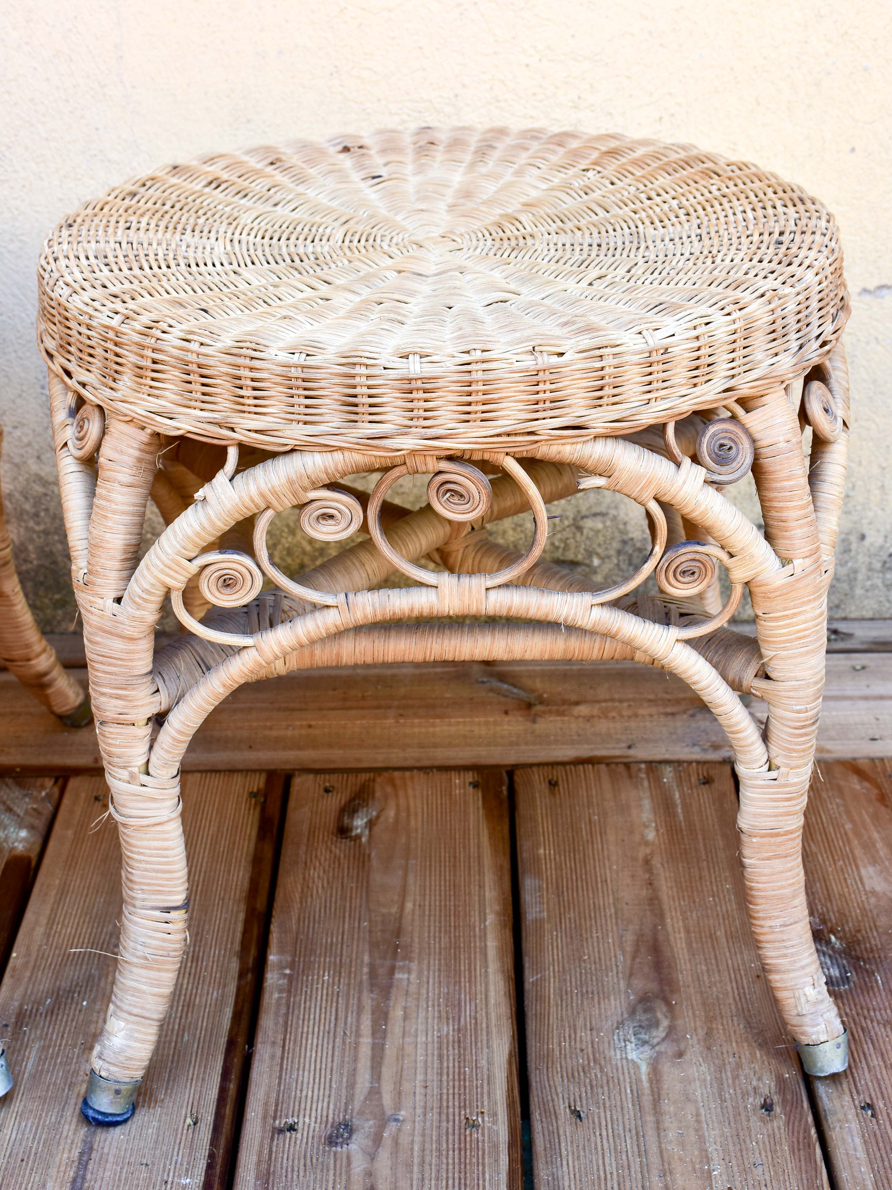 Pair of French vintage cane stools