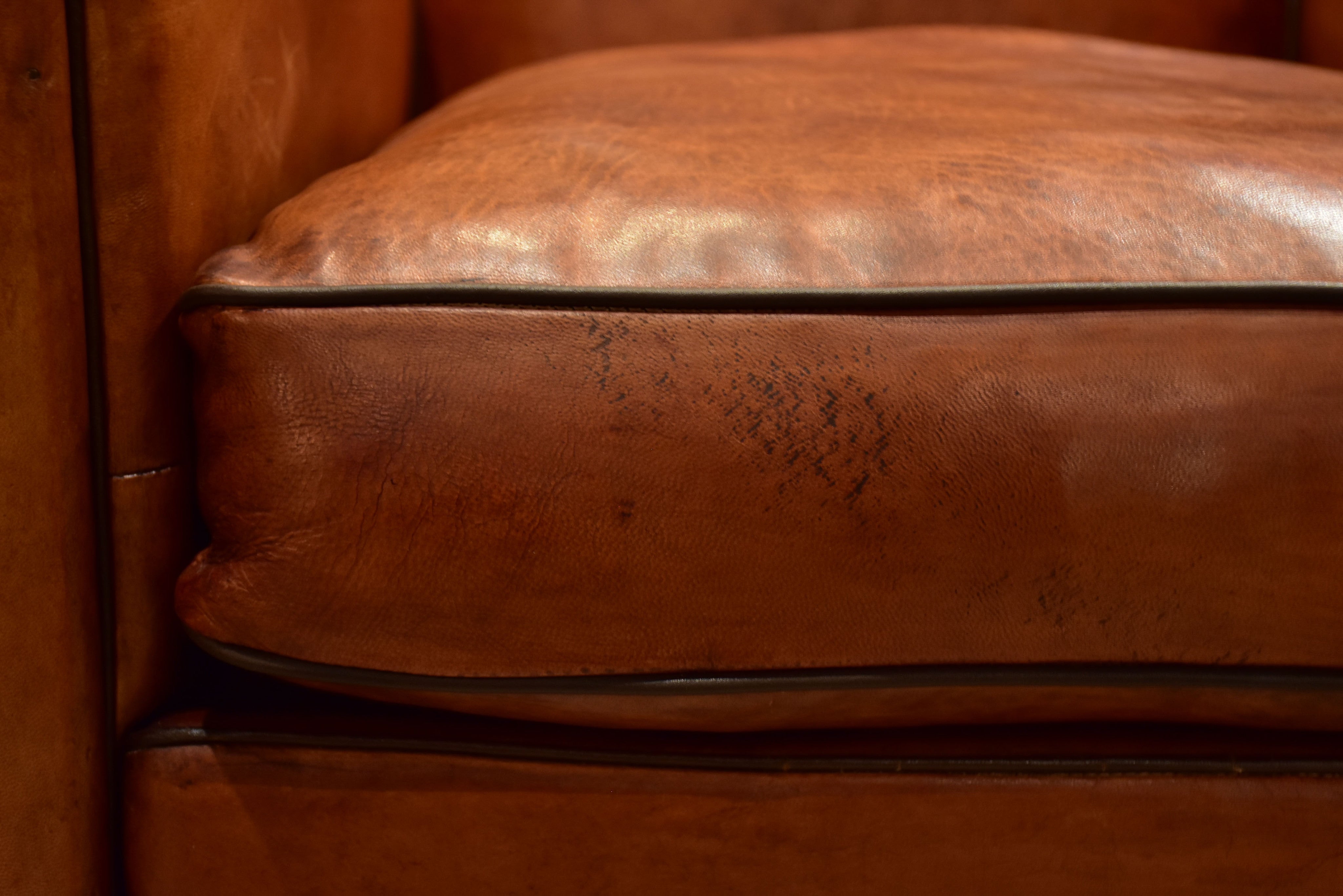 Pair of French moustache back club chairs