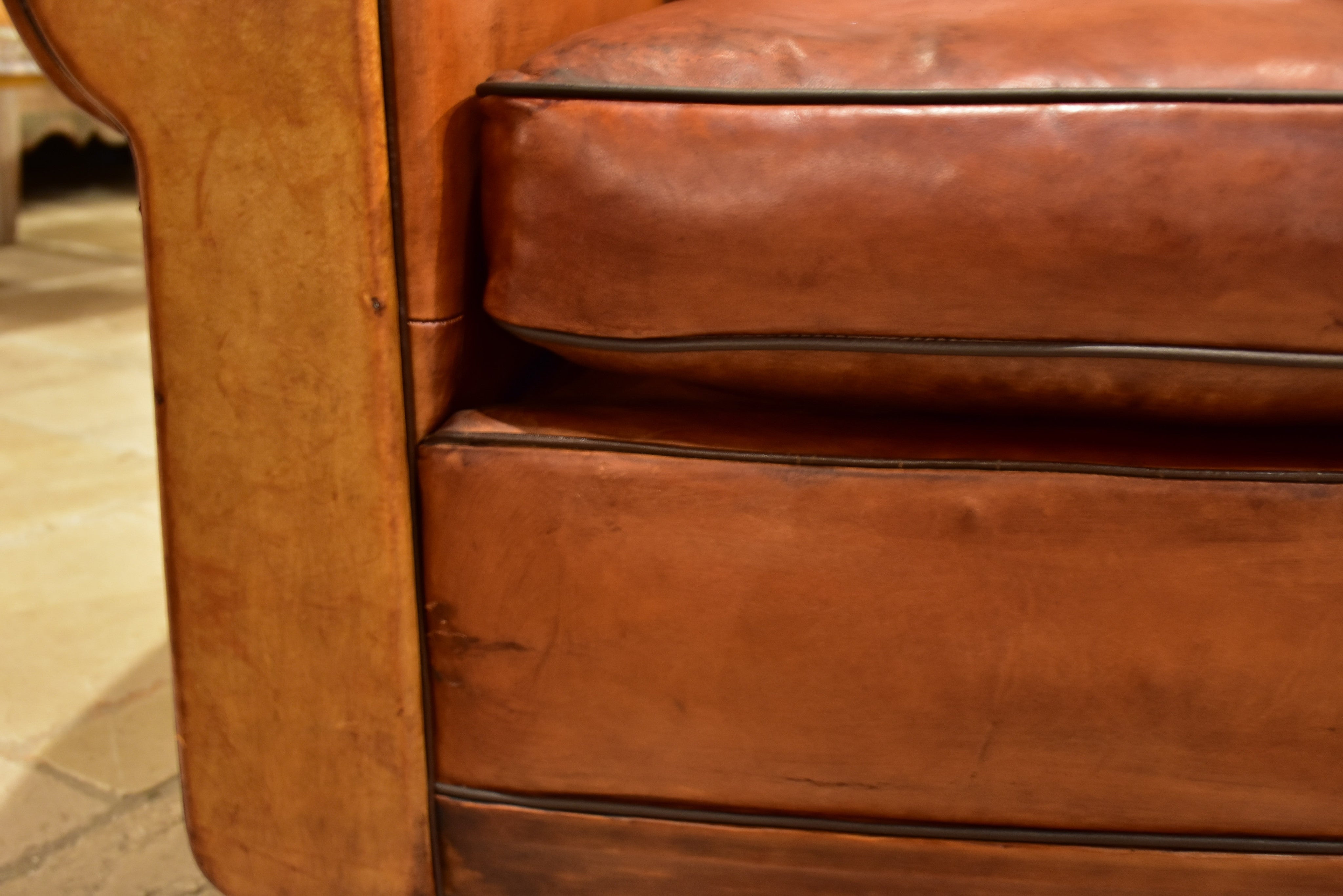 Pair of French moustache back club chairs