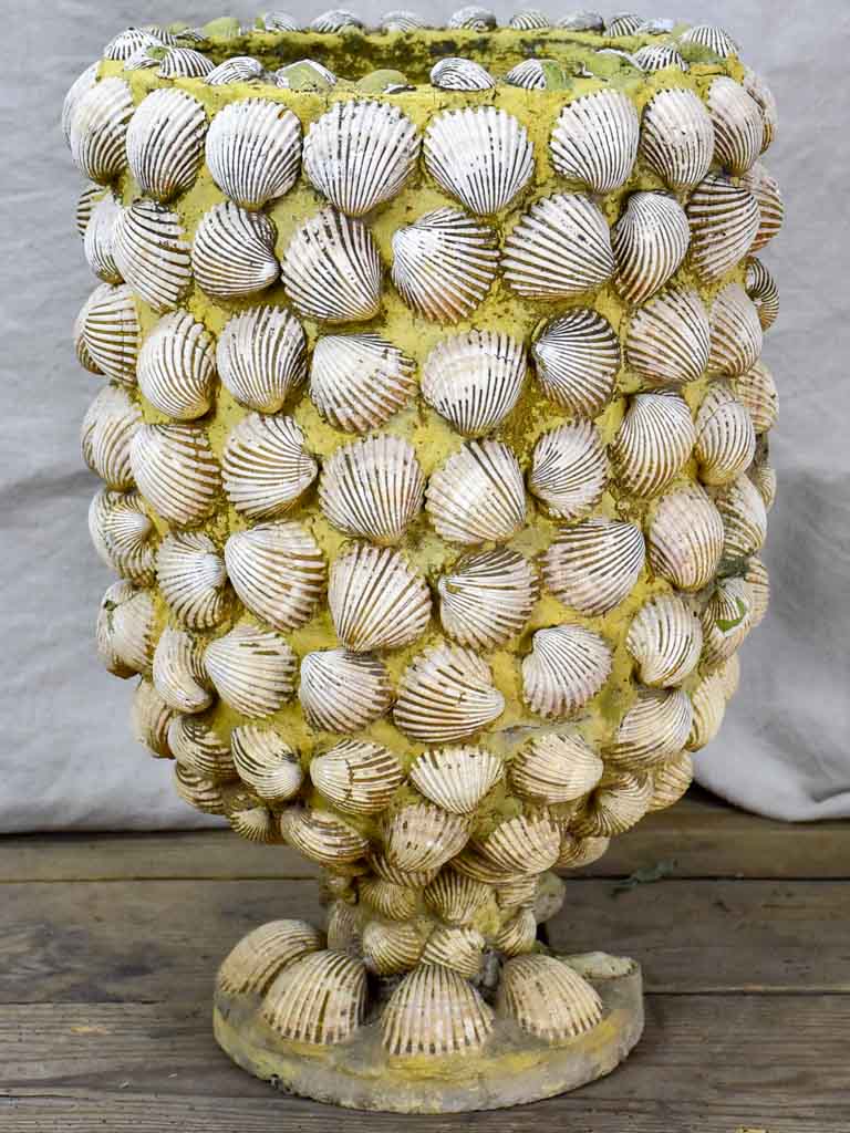 Collection of three mid century French garden planters with seashells