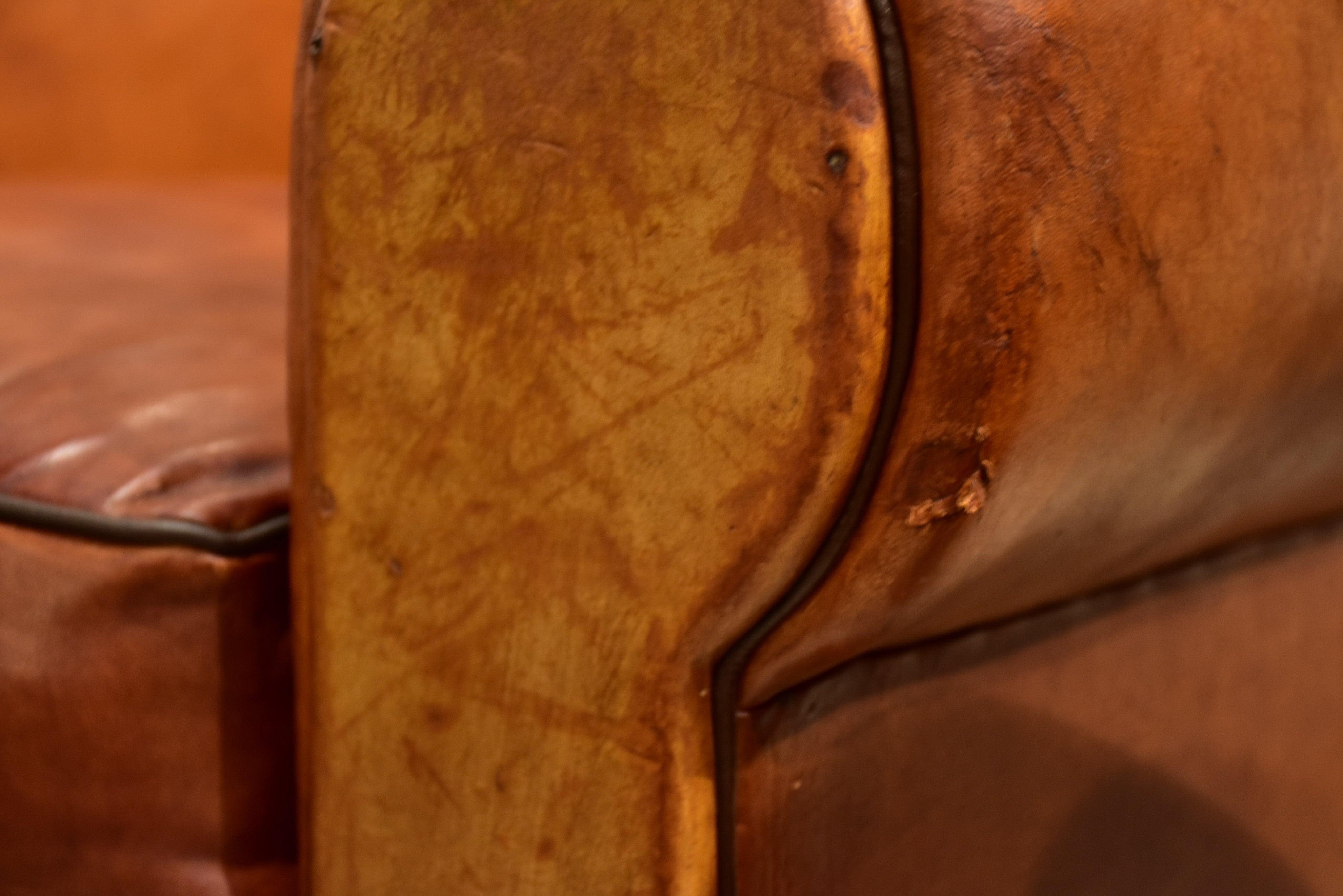 Pair of French moustache back club chairs