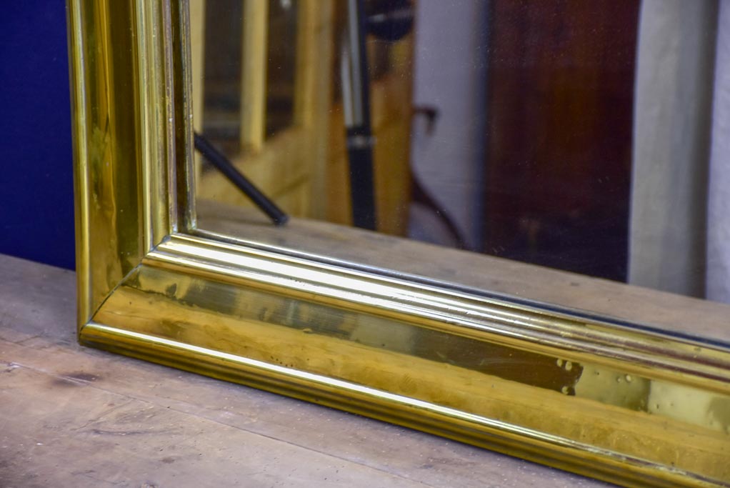 Large early 20th Century French bistro mirror with brass frame