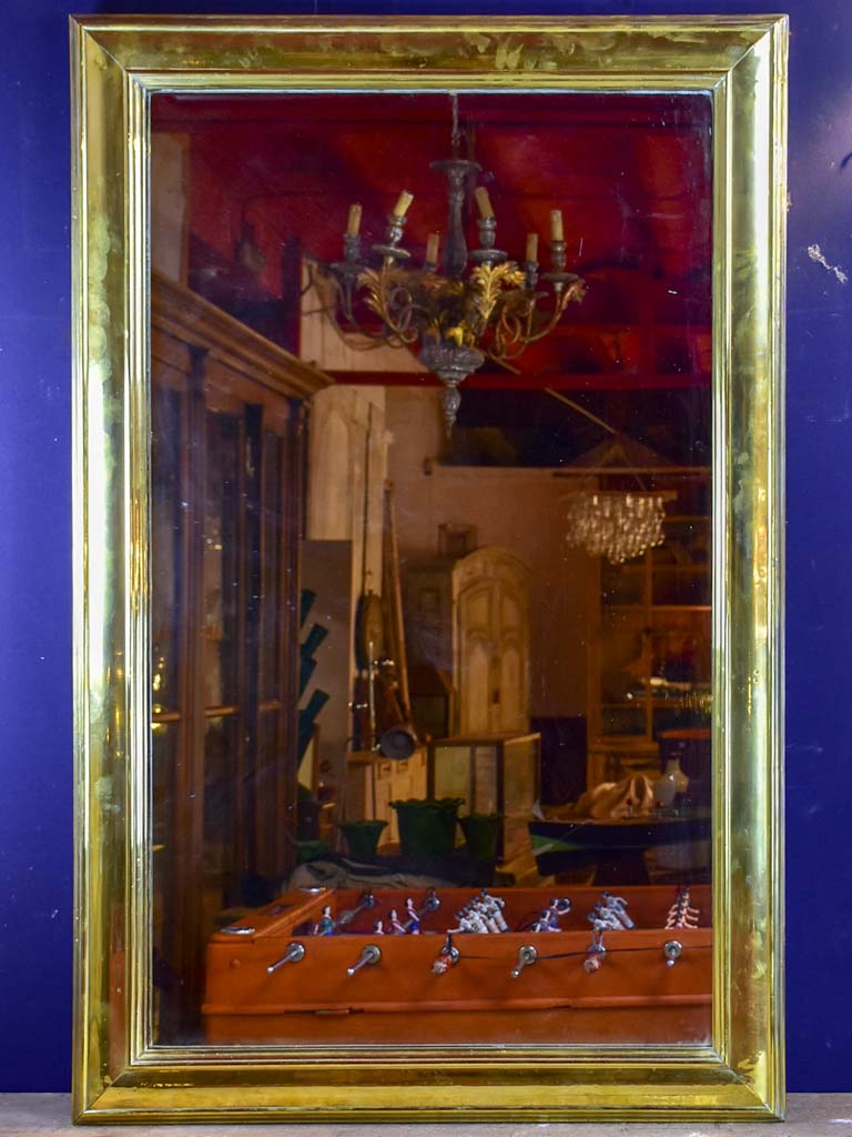 Large early 20th Century French bistro mirror with brass frame