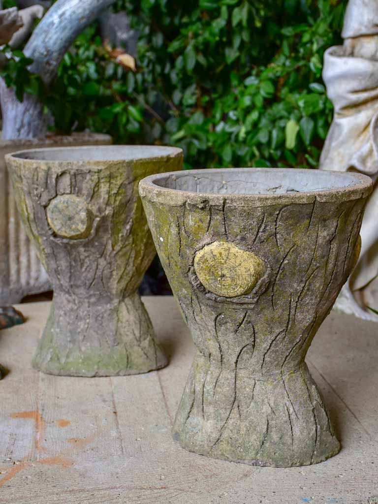 Pair of hourglass faux bois garden planters