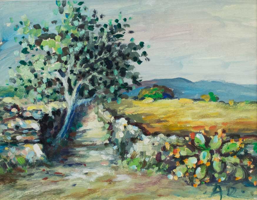 Enchanting signed AD prickly pear painting