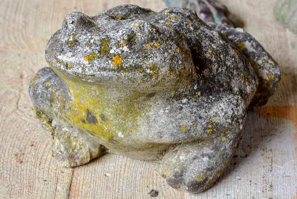 A mid-century concrete garden frog - nicely weathered