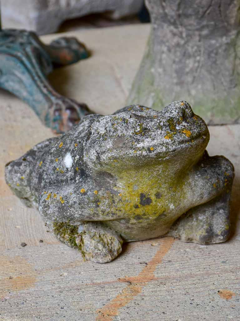 A mid-century concrete garden frog - nicely weathered