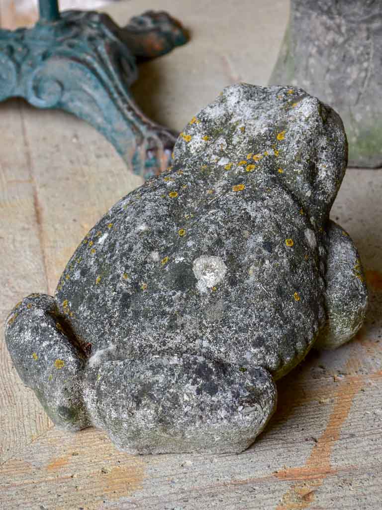 A mid-century concrete garden frog - nicely weathered