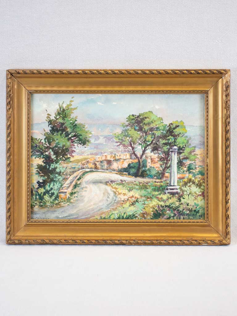 Landscape watercolor & gouache by D. Allemand (1906- ?) 14½" x 18"