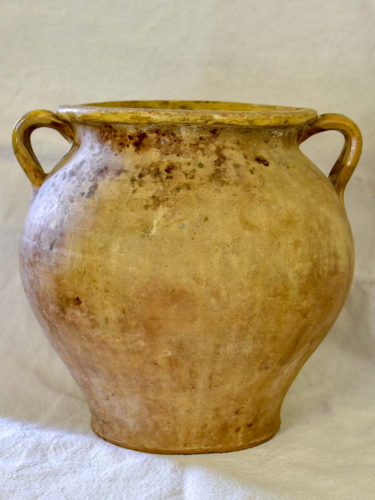 Rustic antique French confit pot - unglazed surface 9"