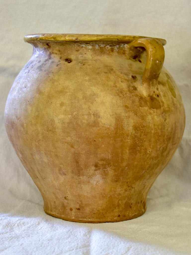 Rustic antique French confit pot - unglazed surface 9"