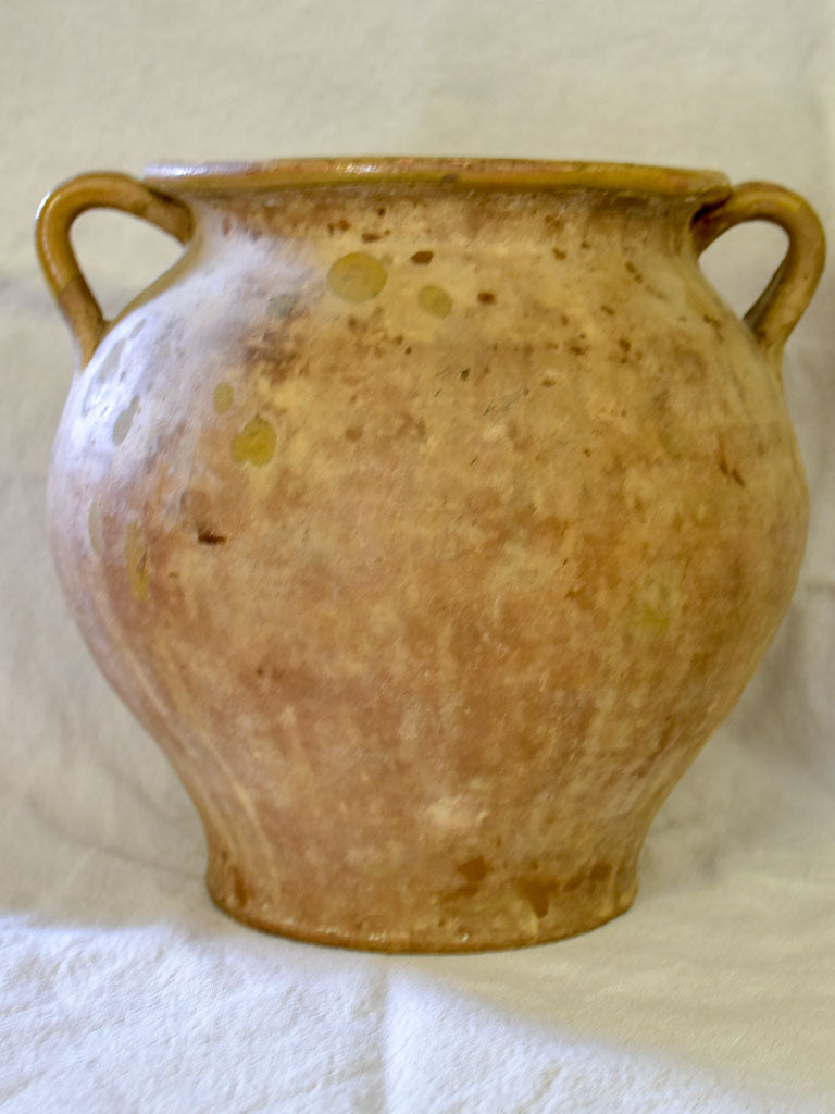Rustic antique French confit pot - unglazed surface 9"