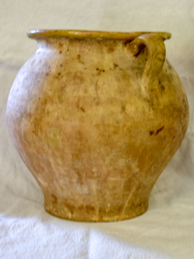 Rustic antique French confit pot - unglazed surface 9"