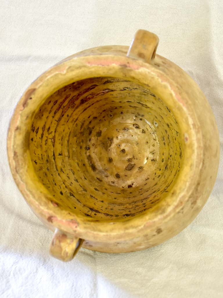 Rustic antique French confit pot - unglazed surface 9"