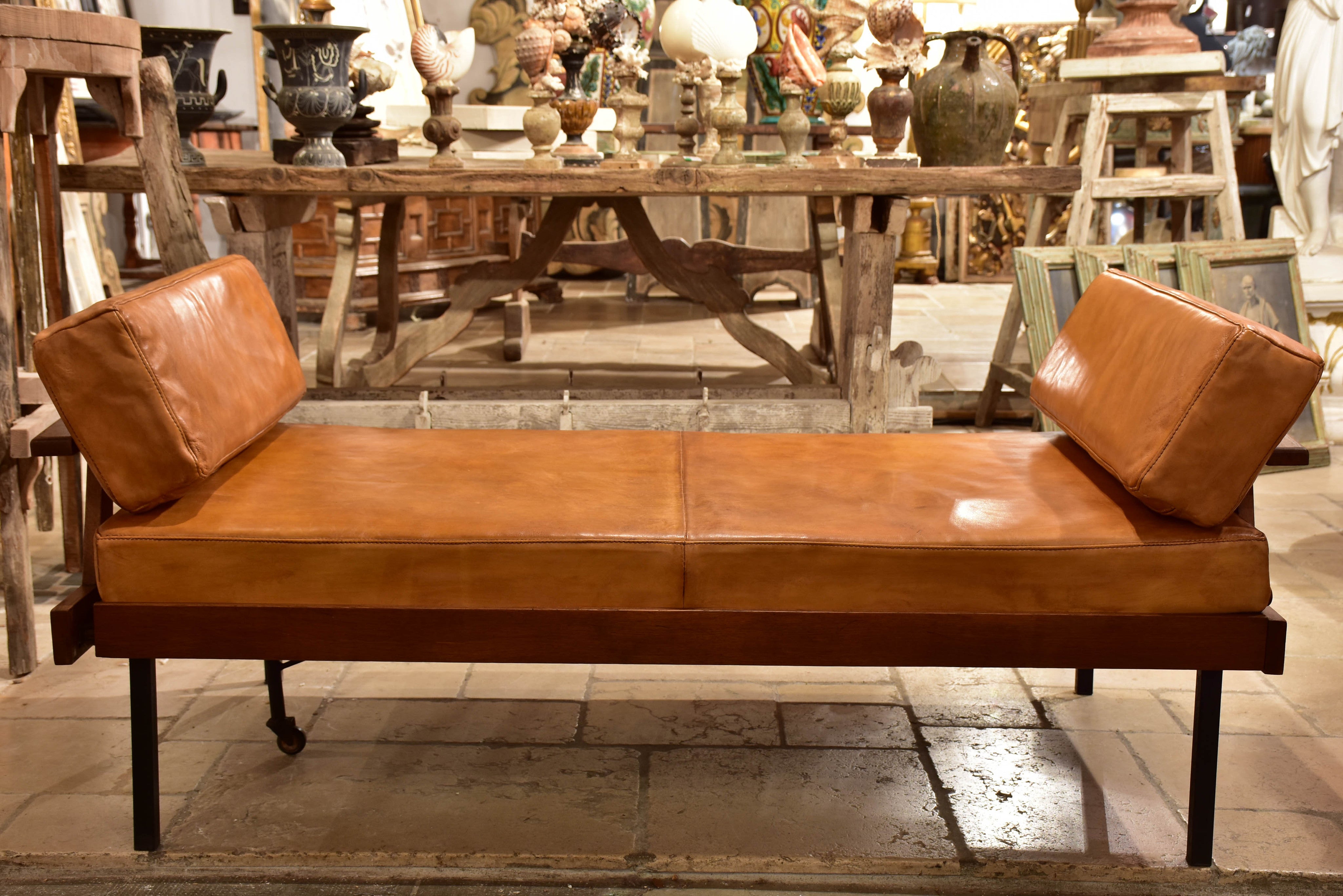 Scandinavian mid-century leather day bed