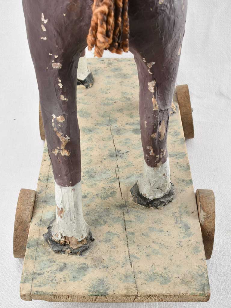 Decorative wood horse pull toy